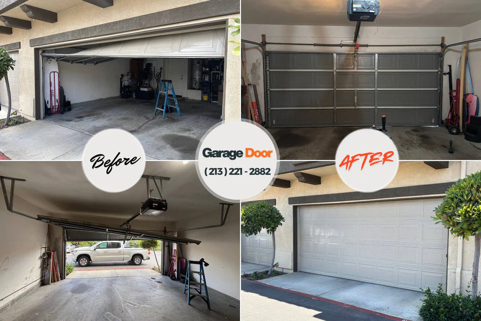 Before and after: garage door repair Edgerton, KS